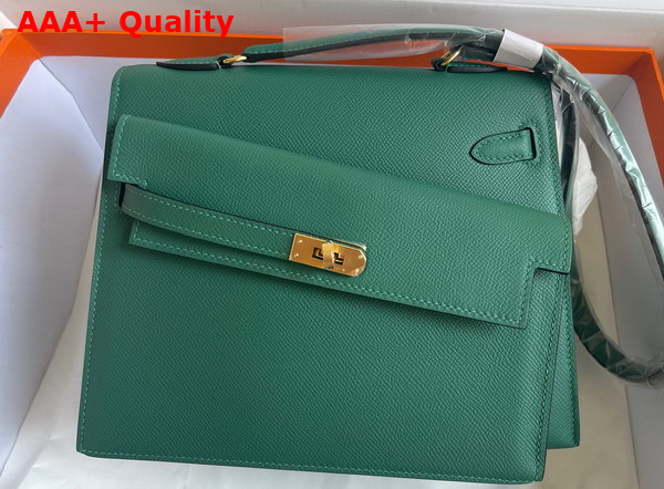 Hermes Kelly II Sellier en Desordre Malachite Green Epsom Calfskin Replica
