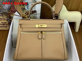 Hermes Kelly Lakis 28cm in Oat Milk Swift Leather Replica