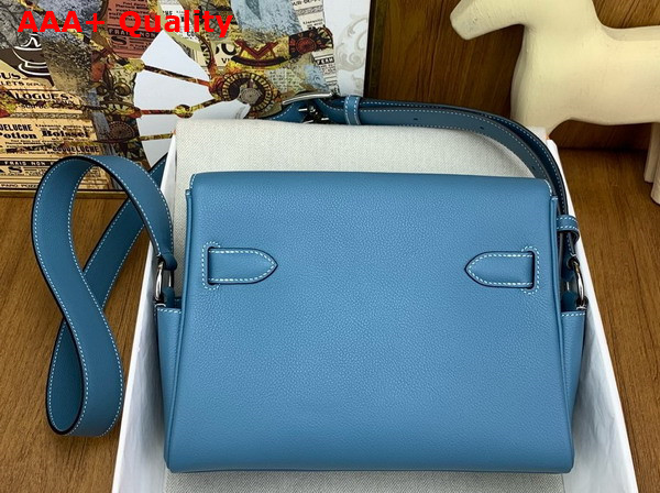 Hermes Kelly Messenger Bag in Denim Blue Evercolor Calfskin Replica