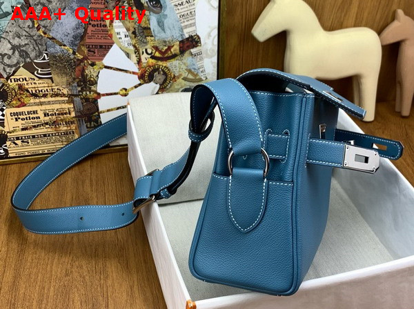 Hermes Kelly Messenger Bag in Denim Blue Evercolor Calfskin Replica