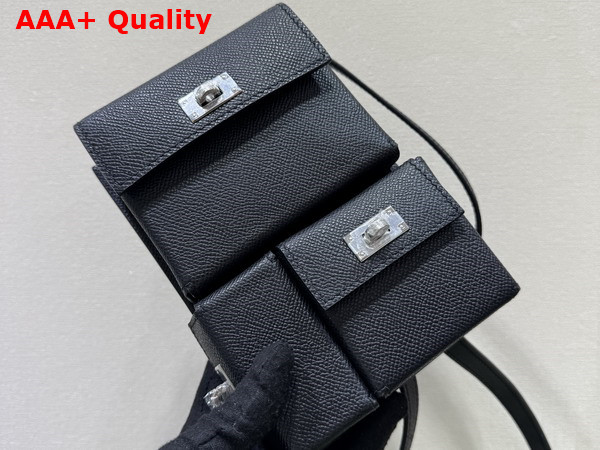 Hermes Kelly Multipocket To Go Pouch in Black Epsom Leather Replica
