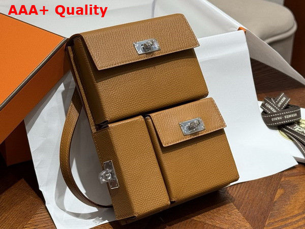 Hermes Kelly Multipocket To Go Pouch in Black Epsom Leather Replica