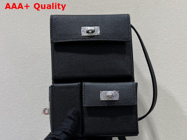 Hermes Kelly Multipocket To Go Pouch in Black Epsom Leather Replica