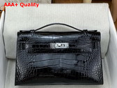 Hermes Kelly Pochette in Black Alligator Leather Replica
