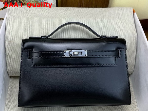 Hermes Kelly Pochette in Black Box Leather Replica
