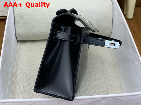 Hermes Kelly Pochette in Black Box Leather Replica