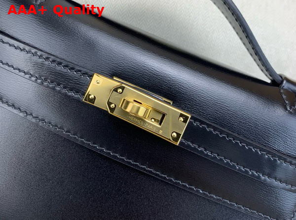 Hermes Kelly Pochette in Black Box Leather Replica