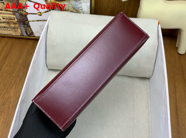 Hermes Kelly Pochette in Bordeaux Box Leather Replica
