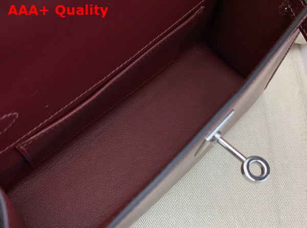 Hermes Kelly Pochette in Bordeaux Box Leather Replica