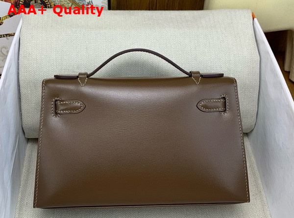 Hermes Kelly Pochette in Chocolate Box Leather Replica