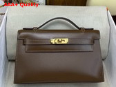 Hermes Kelly Pochette in Chocolate Box Leather Replica