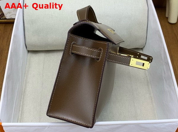 Hermes Kelly Pochette in Chocolate Box Leather Replica