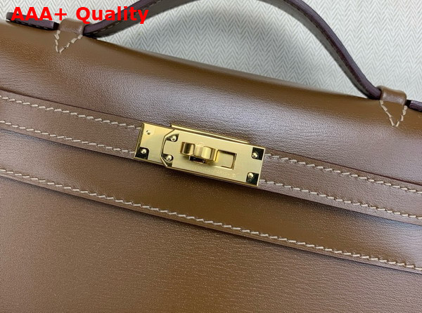 Hermes Kelly Pochette in Chocolate Box Leather Replica