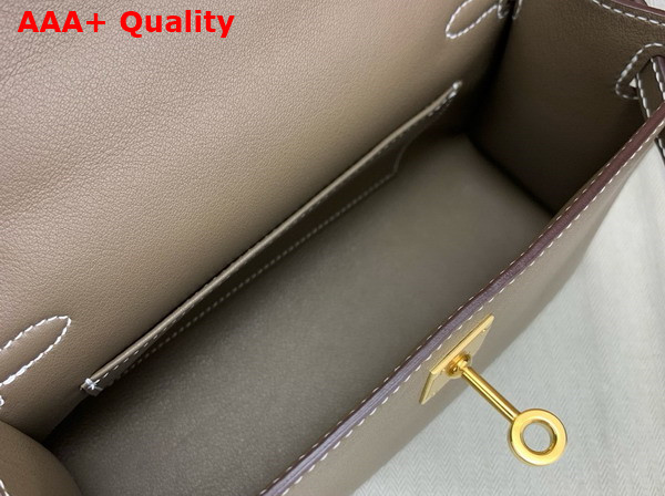 Hermes Kelly Pochette in Elephant Grey Swift Calfskin Replica