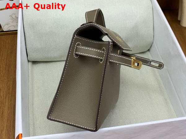 Hermes Kelly Pochette in Elephant Grey Swift Calfskin Replica