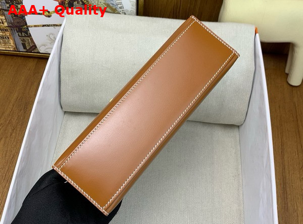 Hermes Kelly Pochette in Gold Box Leather Replica