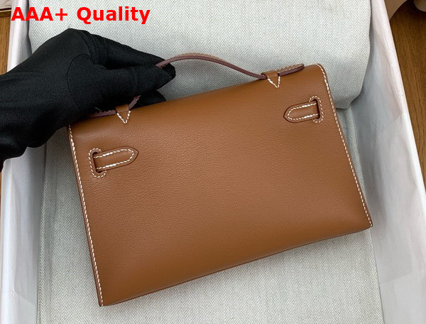 Hermes Kelly Pochette in Gold Swift Calfskin Replica