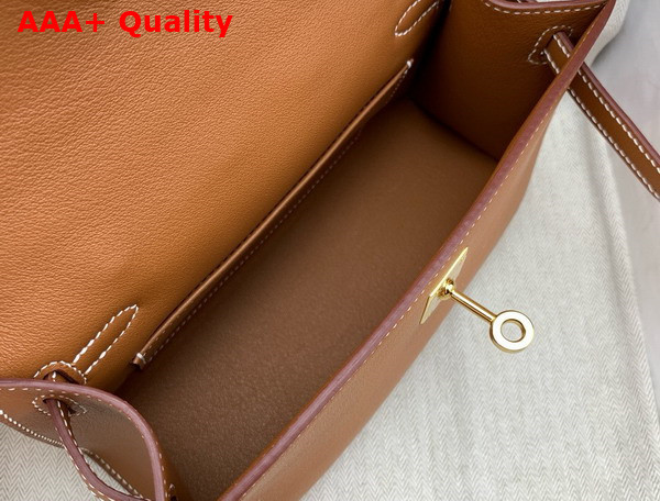 Hermes Kelly Pochette in Gold Swift Calfskin Replica