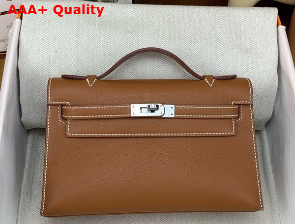 Hermes Kelly Pochette in Gold Swift Calfskin Replica