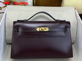Hermes Kelly Pochette in Grape Box Leather Replica