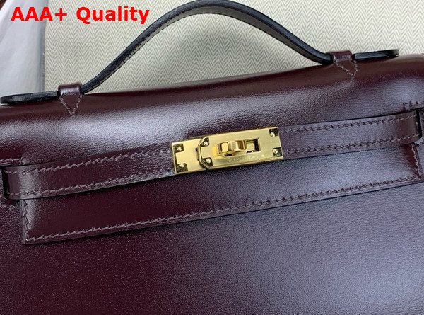 Hermes Kelly Pochette in Grape Box Leather Replica
