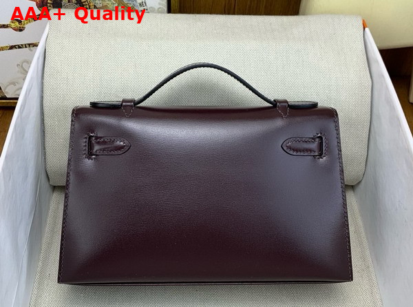 Hermes Kelly Pochette in Grape Box Leather Replica