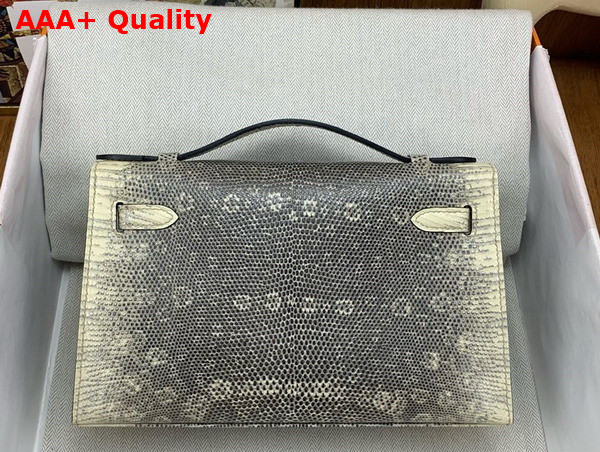 Hermes Kelly Pochette in Gray Lizard Leather Replica