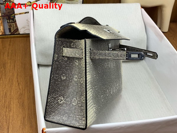 Hermes Kelly Pochette in Gray Lizard Leather Replica