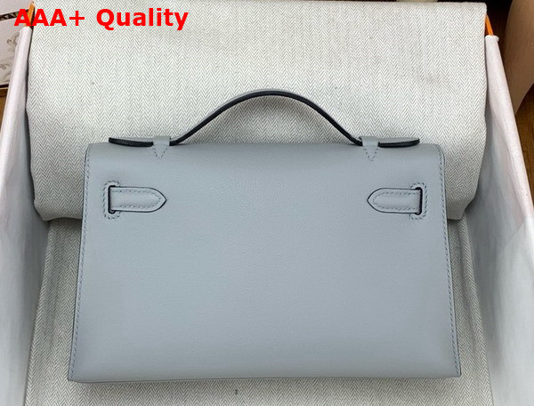 Hermes Kelly Pochette in Light Grey Swift Calfskin Replica