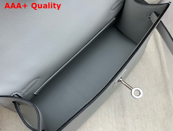 Hermes Kelly Pochette in Light Grey Swift Calfskin Replica