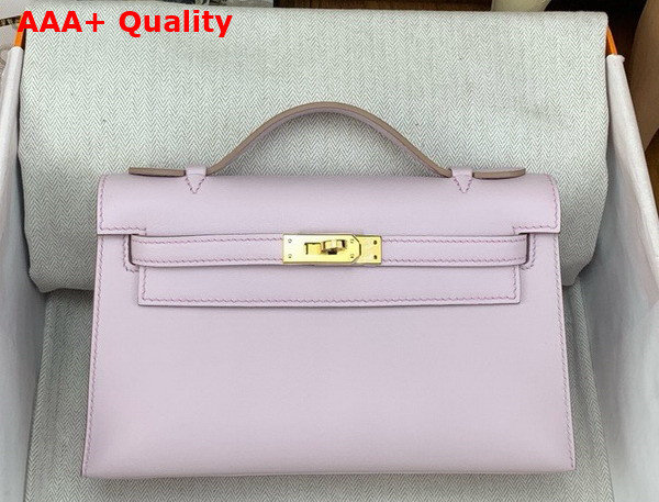 Hermes Kelly Pochette in Lilac Swift Calfskin Replica