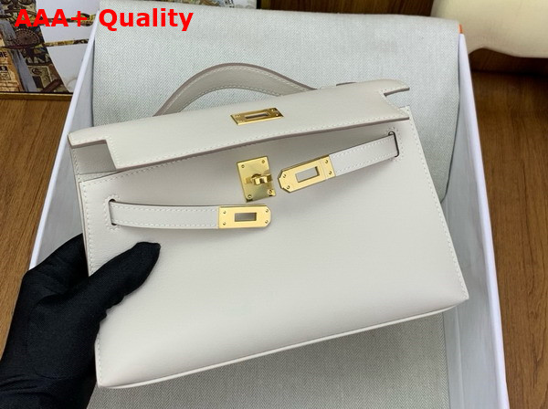 Hermes Kelly Pochette in Milk White Swift Calfskin Replica