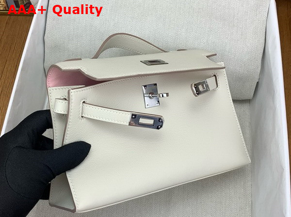 Hermes Kelly Pochette in Milk White Swift Calfskin Replica