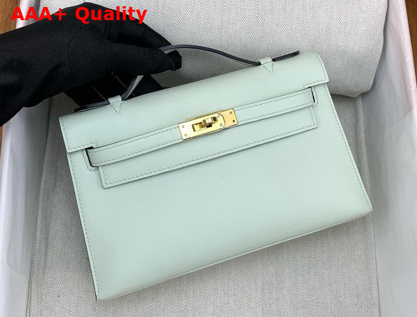 Hermes Kelly Pochette in Mint Green Swift Calfskin Replica