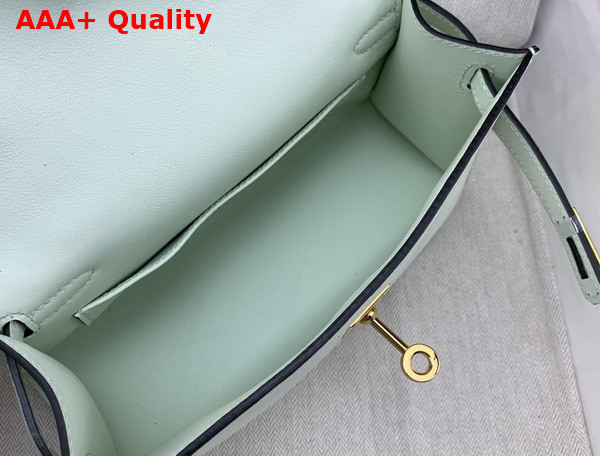 Hermes Kelly Pochette in Mint Green Swift Calfskin Replica