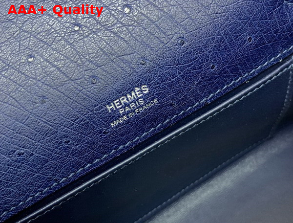Hermes Kelly Pochette in Navy Blue Ostrich Leather Replica