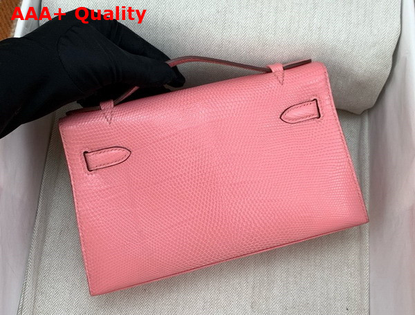 Hermes Kelly Pochette in Pink Lizard Leather Replica