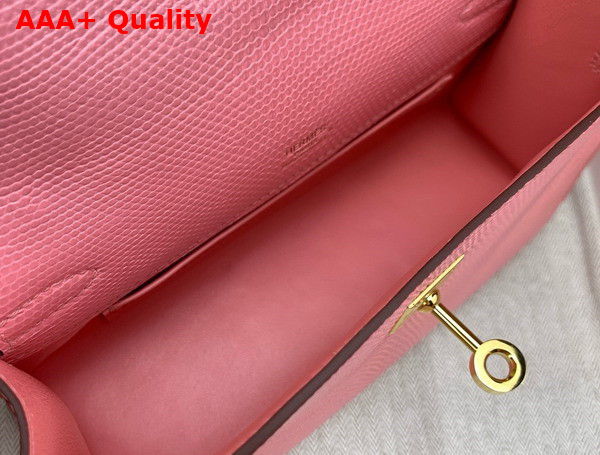 Hermes Kelly Pochette in Pink Lizard Leather Replica