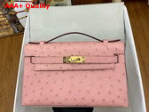 Hermes Kelly Pochette in Pink Ostrich Leather Replica