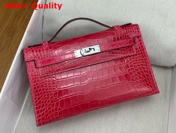 Hermes Kelly Pochette in Red Alligator Leather Replica