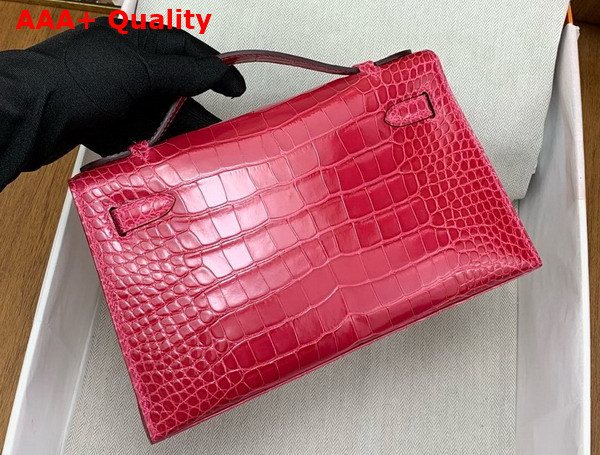 Hermes Kelly Pochette in Red Alligator Leather Replica