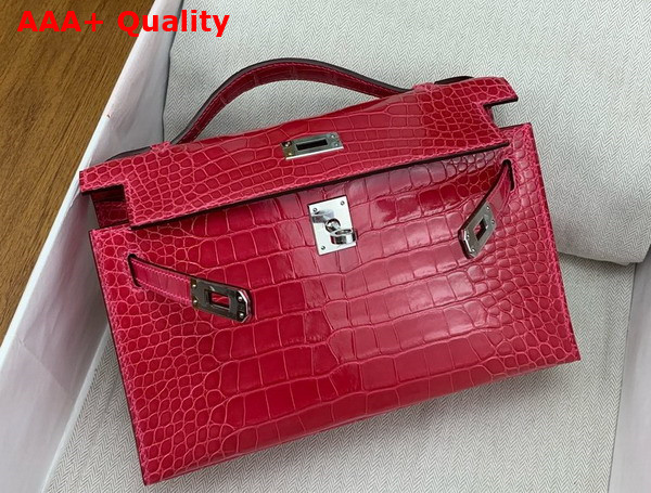 Hermes Kelly Pochette in Red Alligator Leather Replica