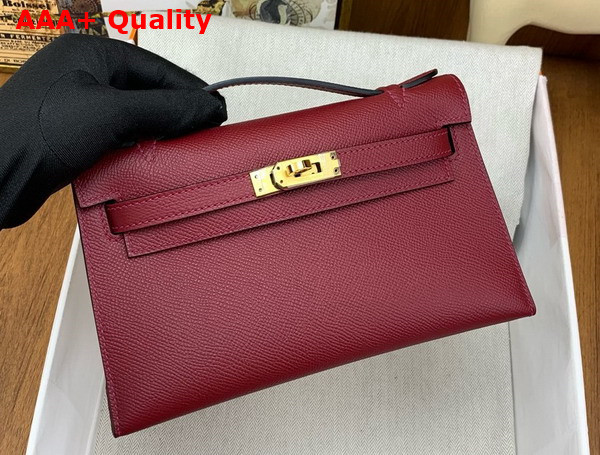 Hermes Kelly Pochette in Rouge Red Epsom Calfskin Replica