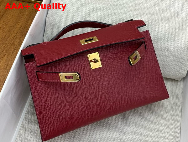 Hermes Kelly Pochette in Rouge Red Epsom Calfskin Replica