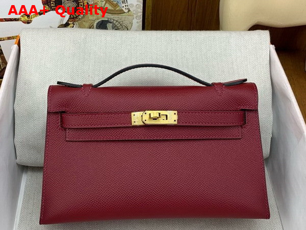 Hermes Kelly Pochette in Rouge Red Epsom Calfskin Replica