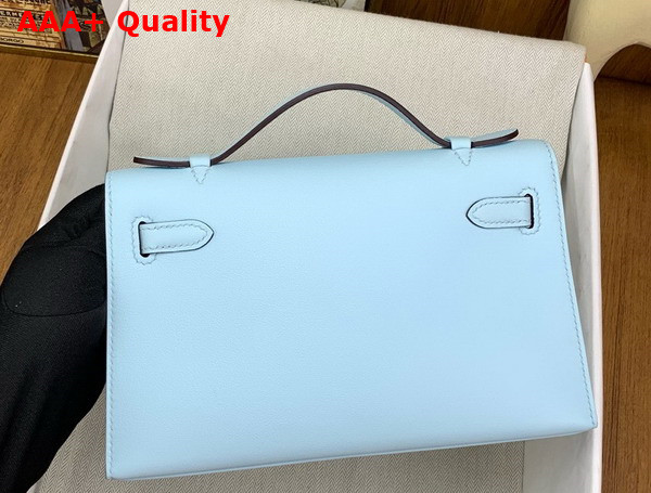Hermes Kelly Pochette in Sky Blue Swift Calfskin Replica