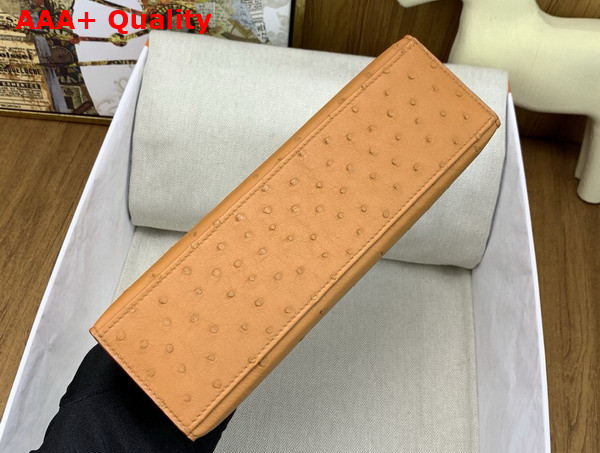 Hermes Kelly Pochette in Toffee Ostrich Leather Replica
