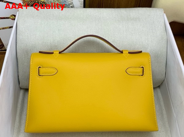 Hermes Kelly Pochette in Yellow Swift Calfskin Replica