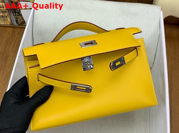 Hermes Kelly Pochette in Yellow Swift Calfskin Replica