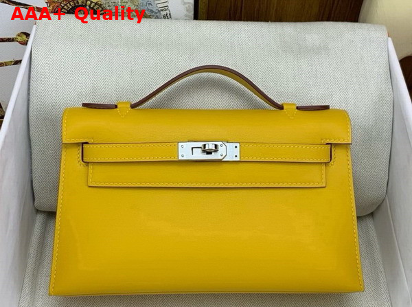 Hermes Kelly Pochette in Yellow Swift Calfskin Replica